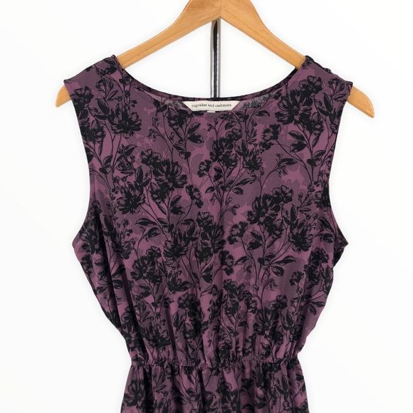 Cupcakes & Cashmere Purple Floral Fit & Flare Sleeveless Dress size Medium - Picture 3 of 11